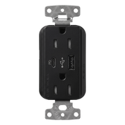 RECEPTÁCULO USB LUTRON / 15 A 125 V~ / TIPO A+C / POWER DELIVERY 55 W / TAMPER RESISTANT / CLARO SATIN MIDNIGHT