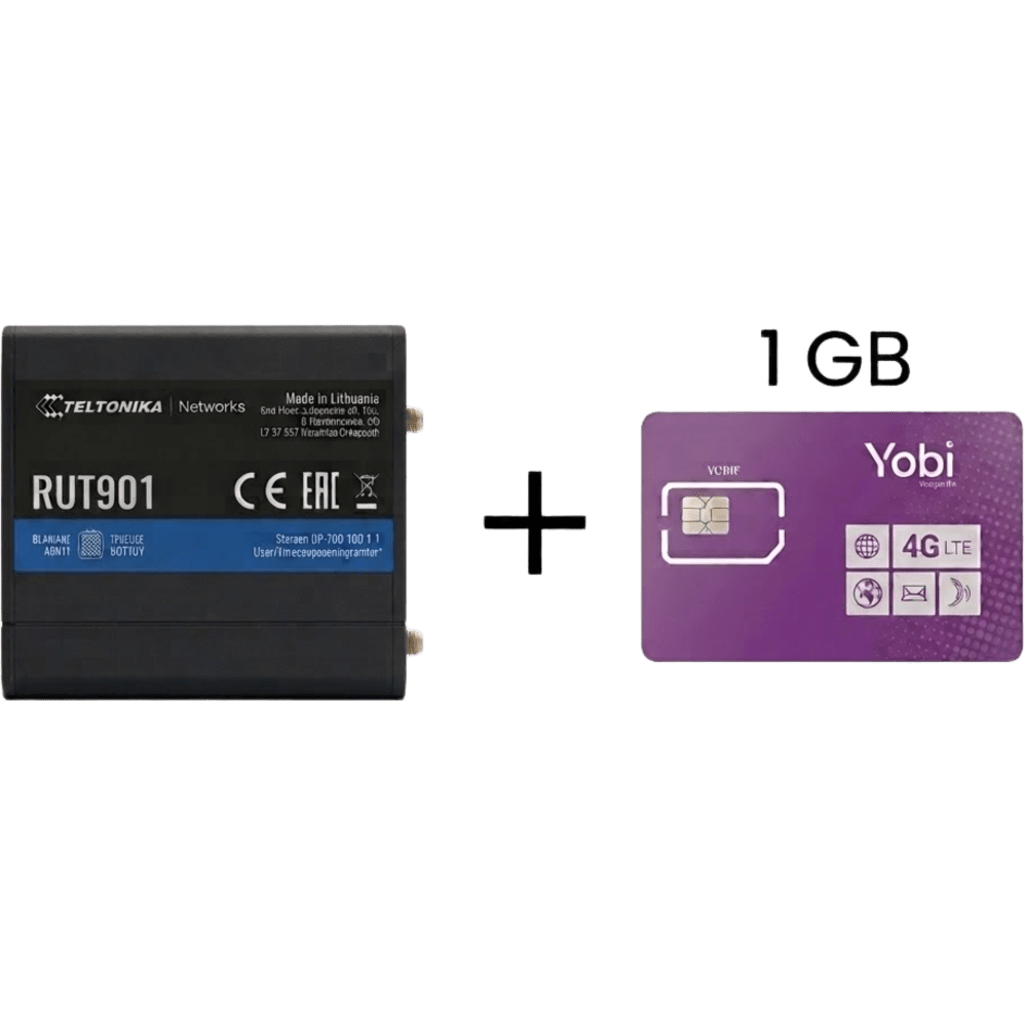 TELTONIKA RUT901+1GBYOBI - ROUTER CELULAR INDUSTRIAL / 4G LTE CAT 4 / 150 MBPS / WI-FI 2.4 GHZ / DOBLE SIM / 4 PUERTOS E