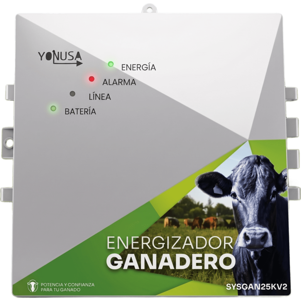 YONUSA SYSGAN25KV2 - ENERGIZADOR GANADERO / 10,000 VOLTS / 0.2 A 5.0 JOULES AJUSTABLE / 25 KM LINEALES / ALIMENTACIÓN 90