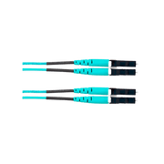 JUMPER DE FIBRA OPTICA MULTIMODO 50/125 OM4, LC-LC DUPLEX, OFNR (RISER), COLOR AQUA, 25 METROS