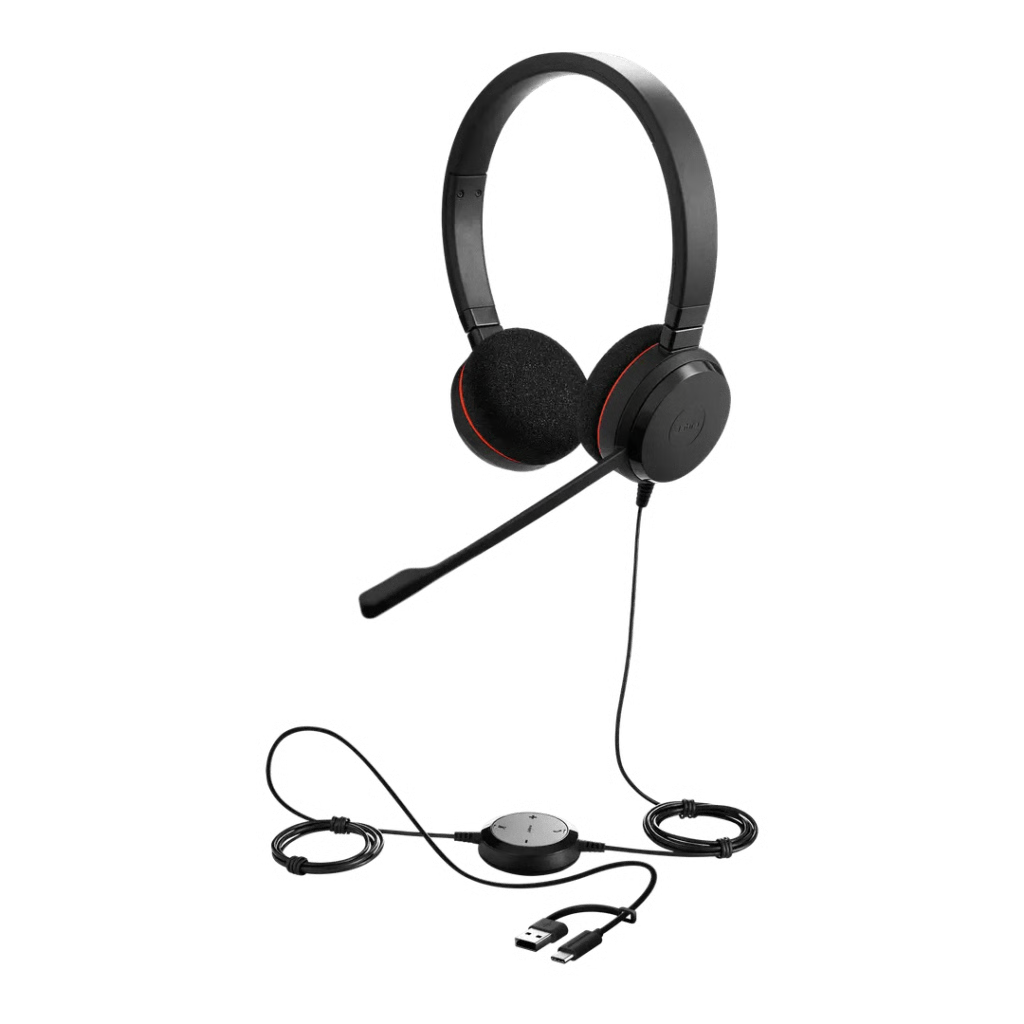 JABRA EVOLVE 20 DUO CON CONEXIÓN USB C/A, MICRÓFONO CON CANCELACIÓN DE RUIDO DE ULTIMA GENERACIÓN, CONFIGURACIÓN PLUG AND PLAY (4999-829-269)
