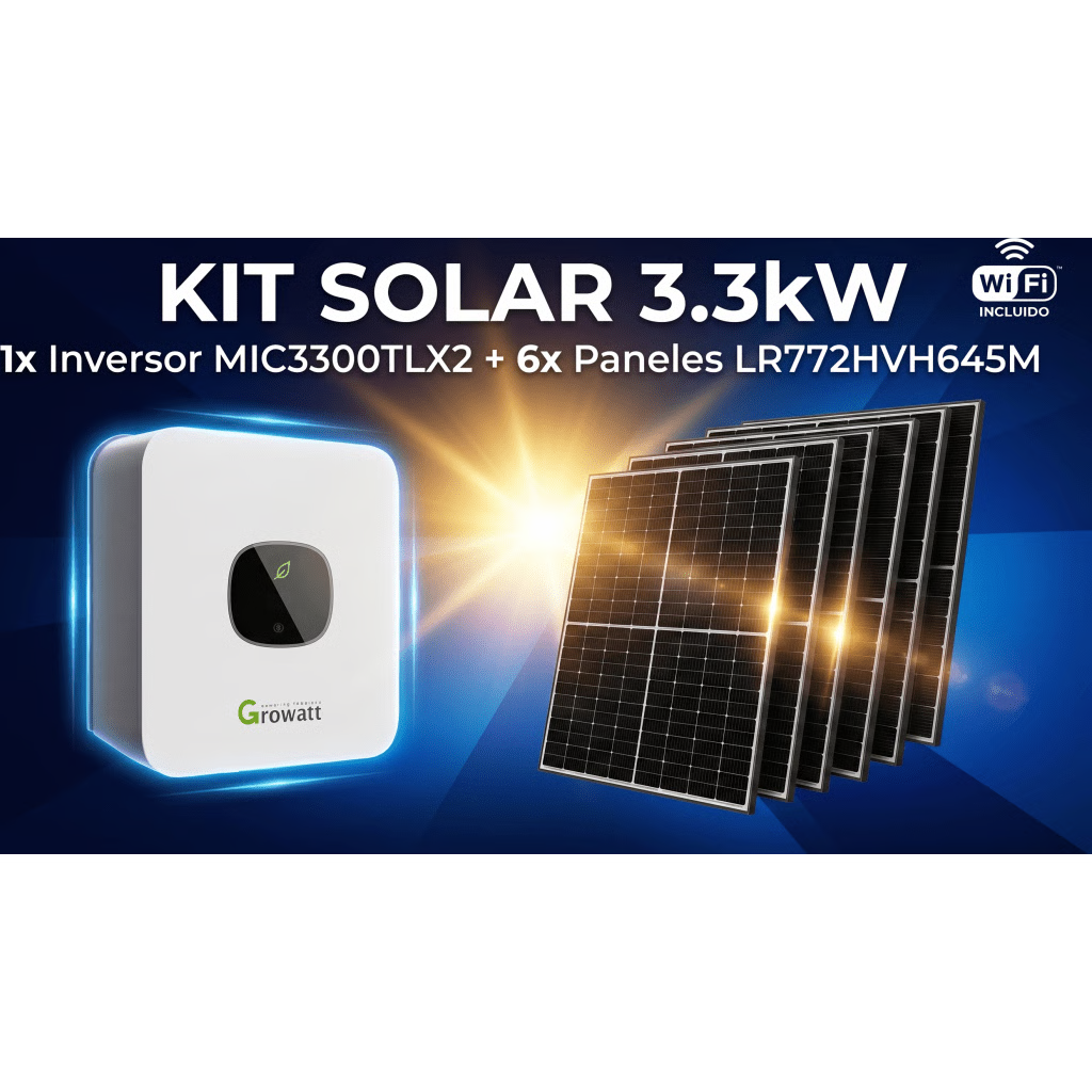 KIT SOLAR INTERCONEXION / 3KW 220VCA / INVERSOR GROWATT/ MONTAJE INCLUIDO