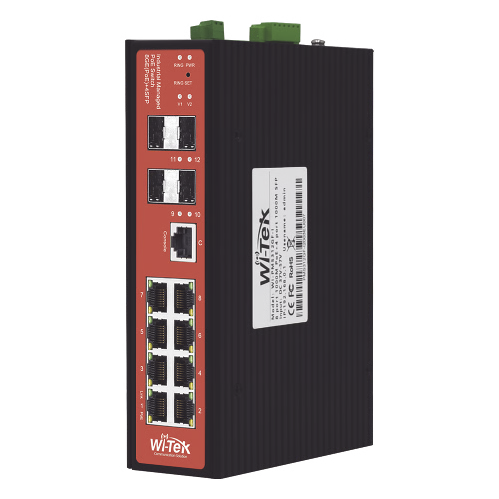 SWITCH INDUSTRIAL ADMINISTRABLE POE, PUERTO 1-2 POE 24/48. PUERTOS 3-8 PUERTOS 802.3 AF/AT/BT, HASTA 60 W