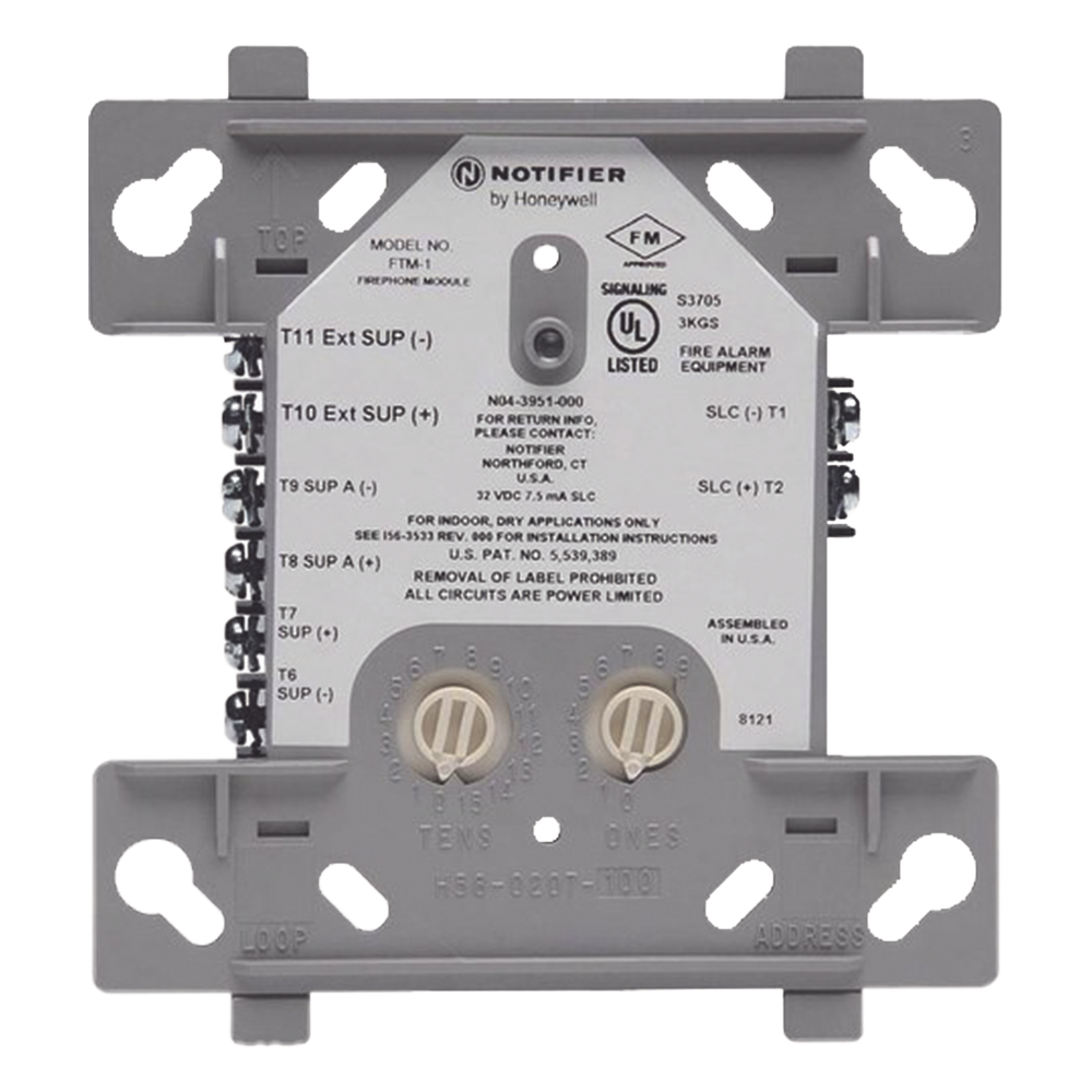 NOTIFIER FTM-1 - MÓDULO DE CONTROL DIRECCIONABLE / TELÉFONO DE BOMBEROS / 2 CIRCUITOS ESTILO Y/Z / FLASHSCAN / ALIMENTACIÓN SLC 2 HILOS