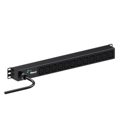PDU BÁSICA HORIZONTAL / 12 CONTACTOS C13 / 20A / 1U / 3.3 KVA / ENTRADA NEMA L6-20P / CABLE 3 M (9.84 FT)