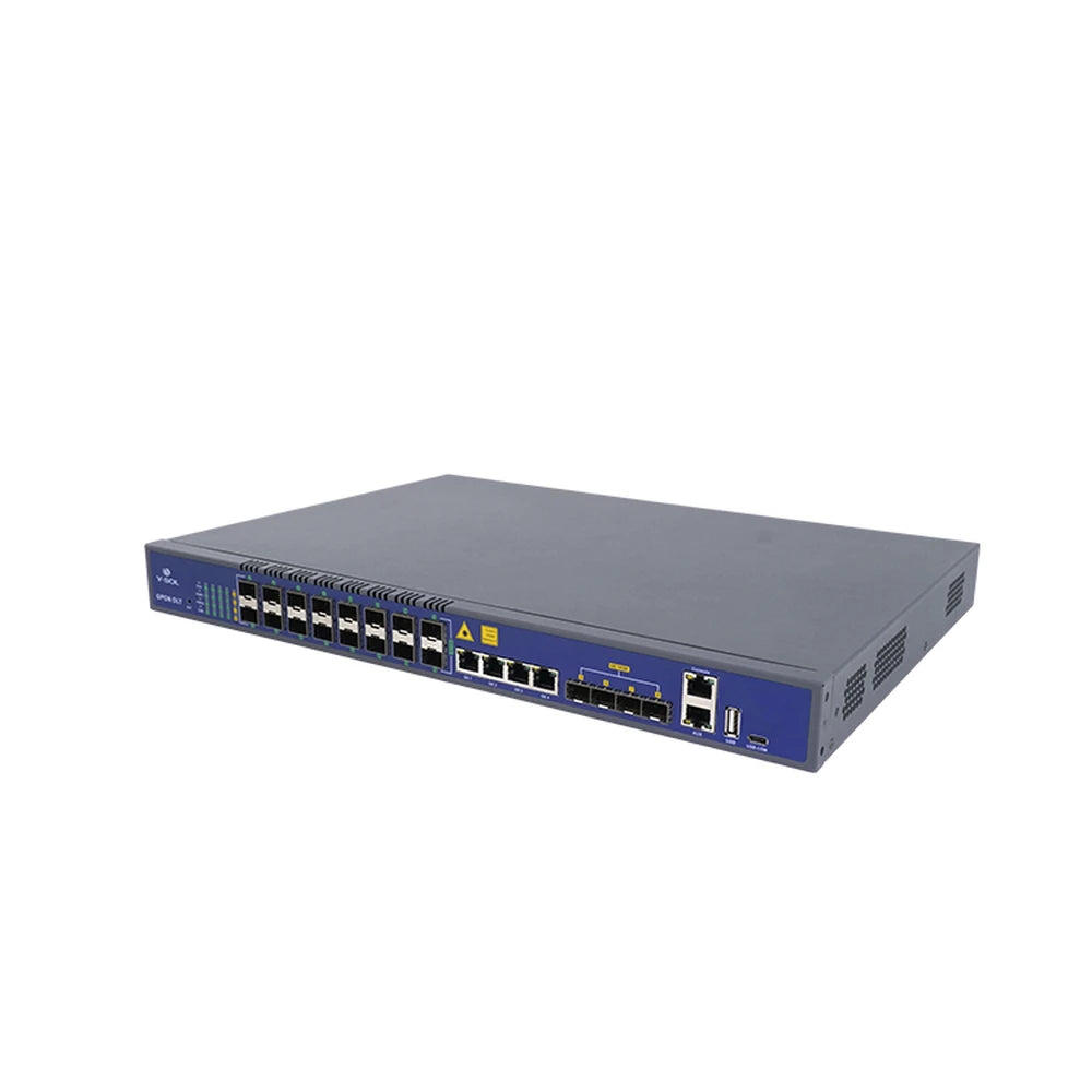 OLT de 16 puertos GPON con 8 puertos Uplink (4 puertos Gigabit Ethernet + 4 puertos SFP / puertos SFP+), hasta 2,048 ONUs-Redes FTTH/PON-V-SOL-Bsai Seguridad & Controles
