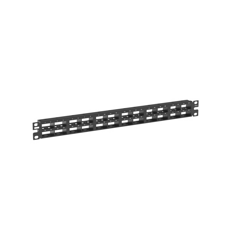 PANEL DE PARCHEO MODULAR MINI-COM (SIN CONECTORES), PLANO, BLINDADO, ALTA DENSIDAD, DE 48 PUERTOS, 1UR