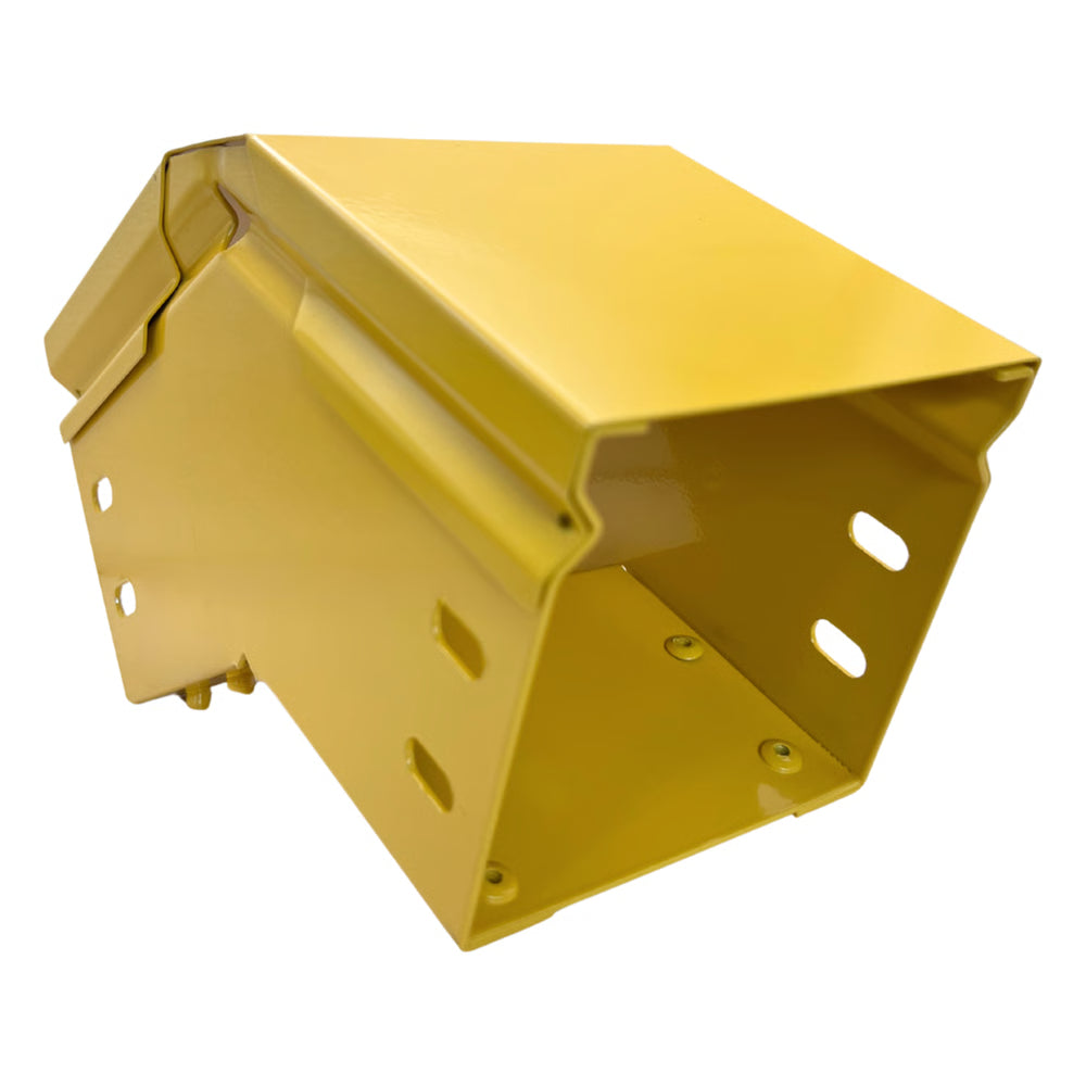CHFIBER CURVA VERTICAL EXTERIOR A 45° DE ALUMINIO PERALTE 4" ANCHO 4" RADIO 8" CON RECUBRIMIENTO EN PINTURA EPÓXICA, INCLUYE TAPA , UN PAR DE COPLES Y TORNILLERÍA.