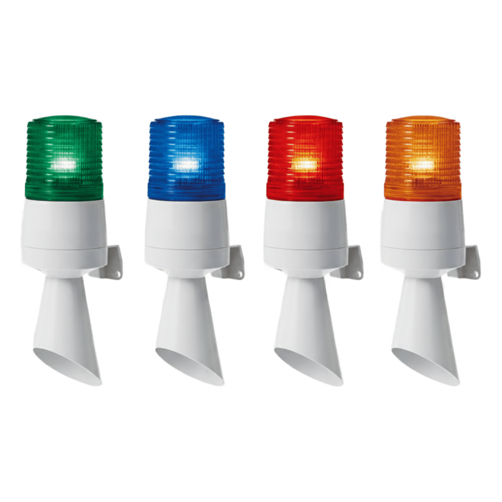 LUZ LED CON PATRONES DE DESTELLO FIJO Y DESTELLANTE CON BUZZER INCORPORADO DE ALTO VOLUMEN MÁX. 95 DB COLOR AZUL 110 VCA