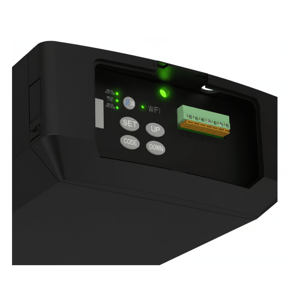 MOTOR P/ PUERTAS GARAGE / 1/2HP / SILENCIOSO  / WIFI / INCLUYE RIEL 3 MTS TIPO C / COMPATIBLE CON RIEL TIPO T / 2 CONTROLES INALÁMBRICOS VISERA / 1 CONTROL INALÁMBRICO PARED / CONEXION CERRADURA ELECTICA.