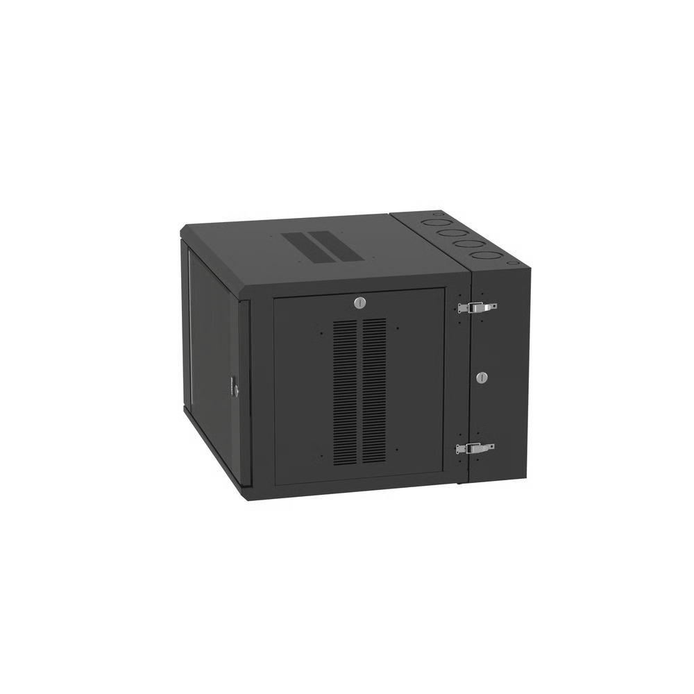 GABINETE PANZONE DE MONTAJE EN PARED, DE 19IN, PUERTA CON VENTANA DE SEGURIDAD, 9 UR, 635MM DE PROFUNDIDAD, COLOR NEGRO