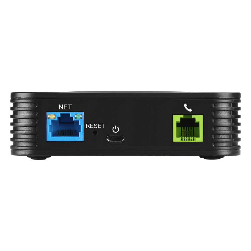 ADAPTADOR DE TELÉFONOS ANALÓGICOS ATA / 2 PUERTOS FXS (CONECTAR TELÉFONO ANÁLOGO) / SOPORTA 2 PERFILES SIP / ETHERNET 10/100MBPS / SEGURIDAD TLS Y SRTP / CONFERENCIA DE VOZ 3 VÍAS /