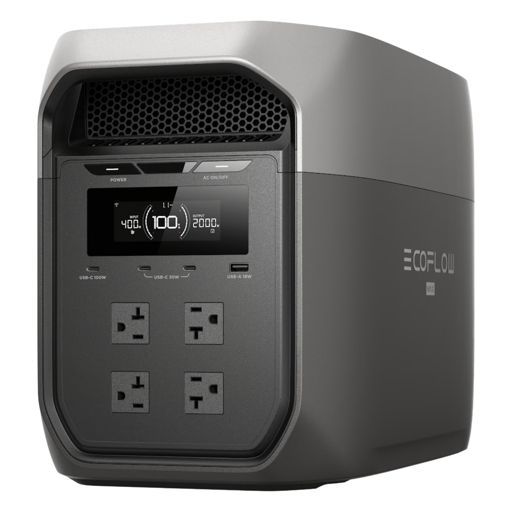 ESTACIÓN DE ENERGÍA PORTÁTIL ECOFLOW DELTA 3 MAX, 2048WH, BATERÍA LIFEPO4, SALIDA 2400W (SURGE 4800W)