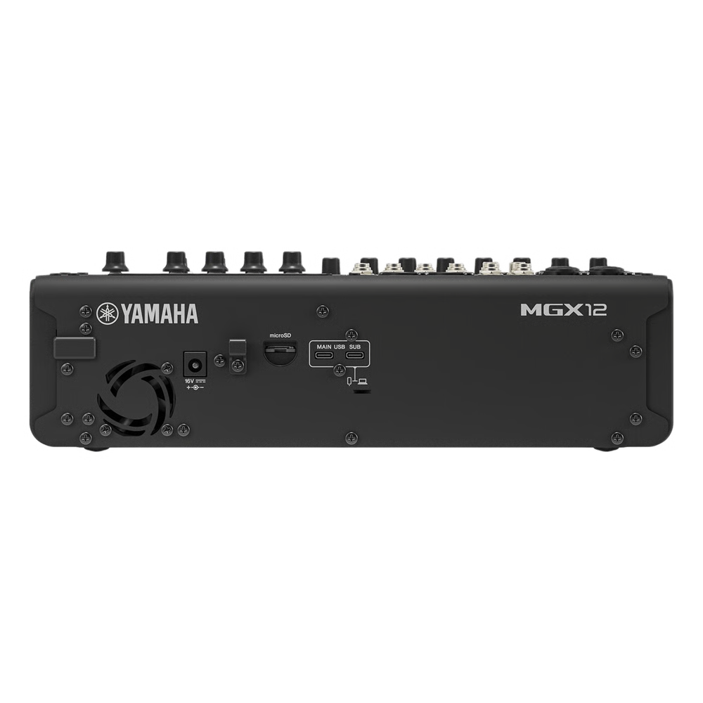 CONSOLA DIGITAL DE AUDIO | 12 CANALES | PANTALLA TÁCTIL 4.3IN | ENTRADAS DE MIC/LINE Y ESTÉREO | SALIDAS ANÁLOGAS Y USB | PADS CONFIGURABLES | DSP | ENTRADA BLUETOOTH |  GRABACIÓN MULTIPISTA | COLOR NEGRO