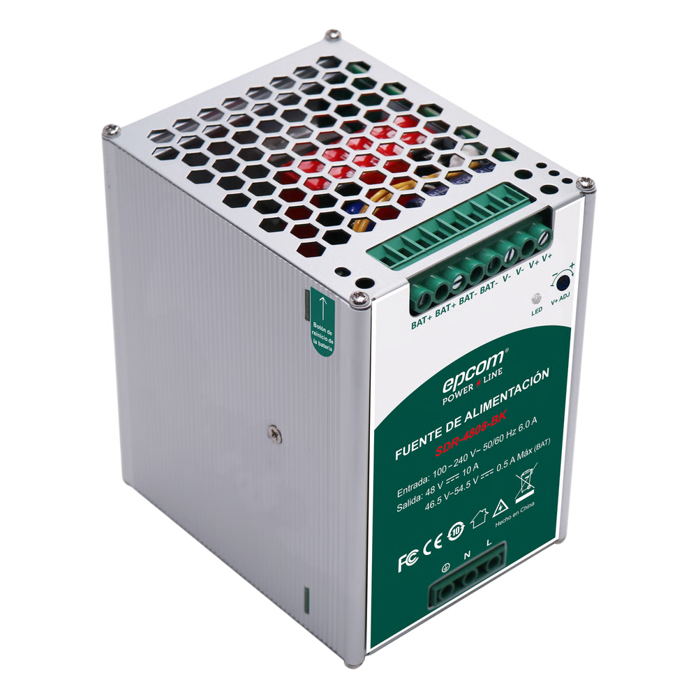 FUENTE DE ALIMENTACIÓN INDUSTRIAL | TIPO DIN RIEL | 48 VCC | 10 A | CAPACIDAD DE BATERÍAS DE RESPALDO