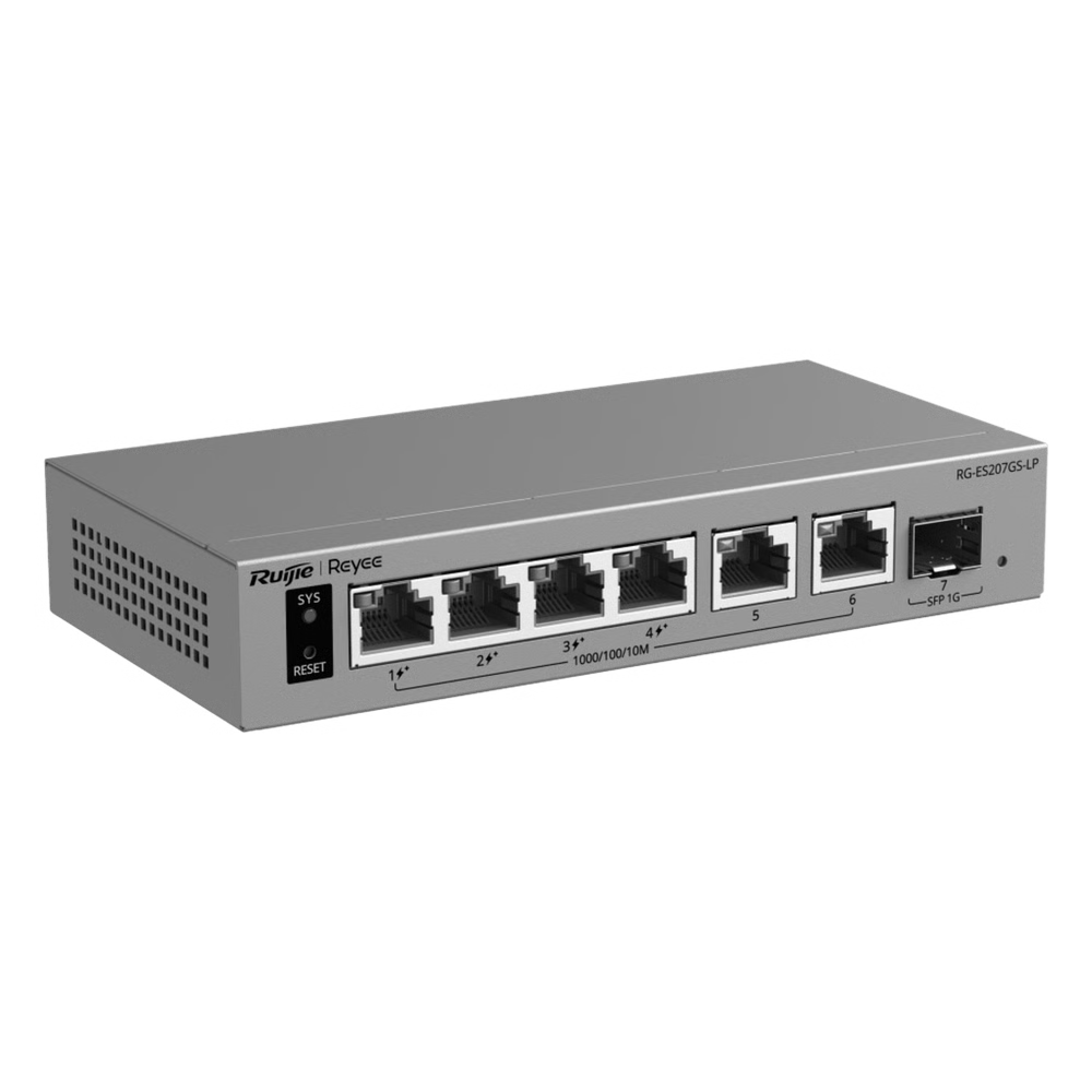 SWITCH GIGABIT SMART CLOUD MANAGED POE+ / 7 PUERTOS (4 POE+ 40 W) / 1 SFP GIGABIT / CAPA 2 / GESTIÓN CLOUD / MODO CCTV / PROTECCIÓN 6 KV / FANLESS / GABINETE METÁLICO