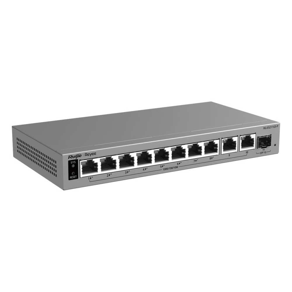 SWITCH POE GIGABIT SMART CLOUD-MANAGED / 11 PUERTOS / 8 PUERTOS POE+ 120 W / 1 PUERTO SFP UPLINK / CAPA 2 / DISEÑO SIN VENTILADOR / PROTECCIÓN 6 KV / GESTIÓN CLOUD DE POR VIDA / METAL