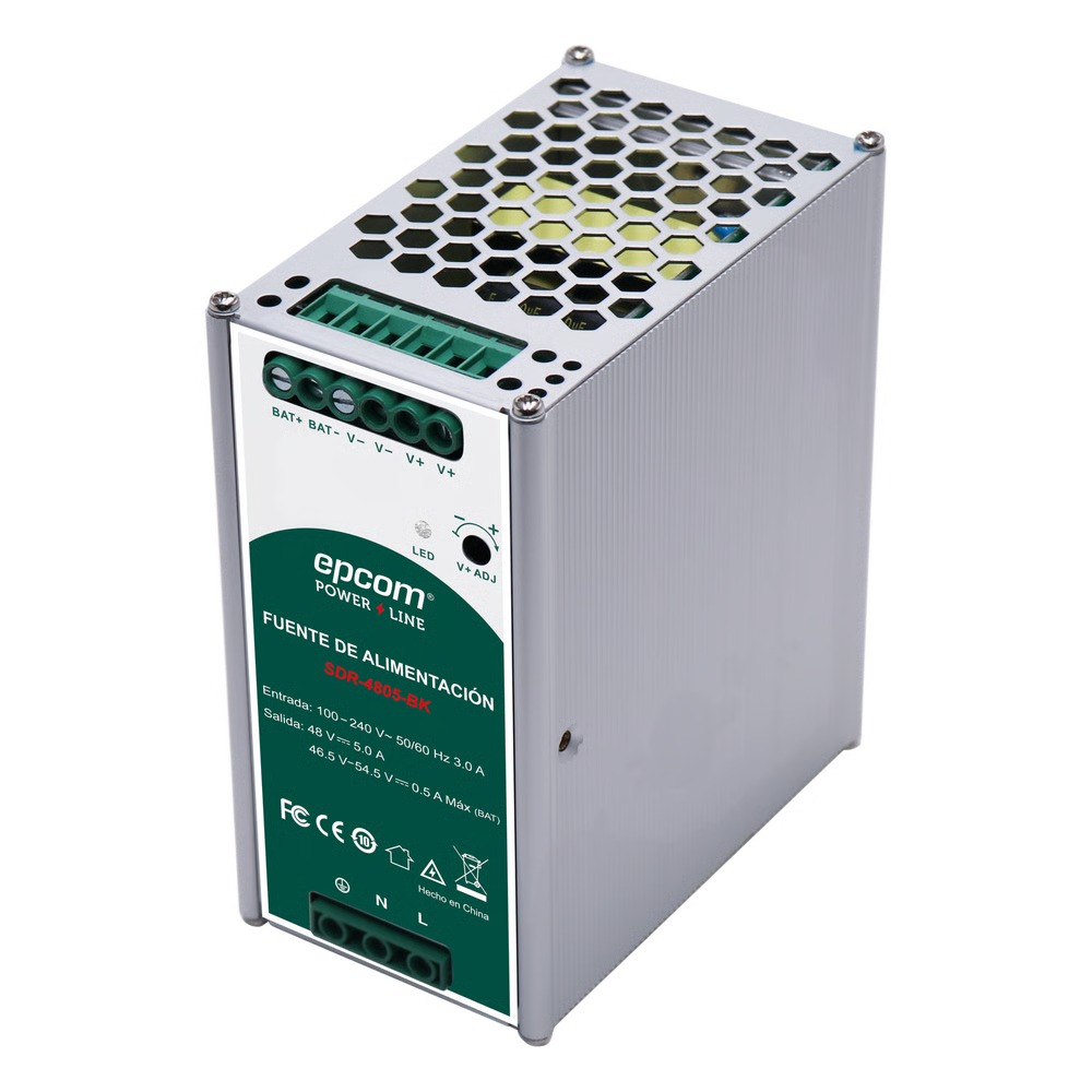 FUENTE DE ALIMENTACIÓN INDUSTRIAL  | TIPO DIN RIEL  | 48 VCC  | 5 A | CAPACIDAD DE BATERÍAS DE RESPALDO