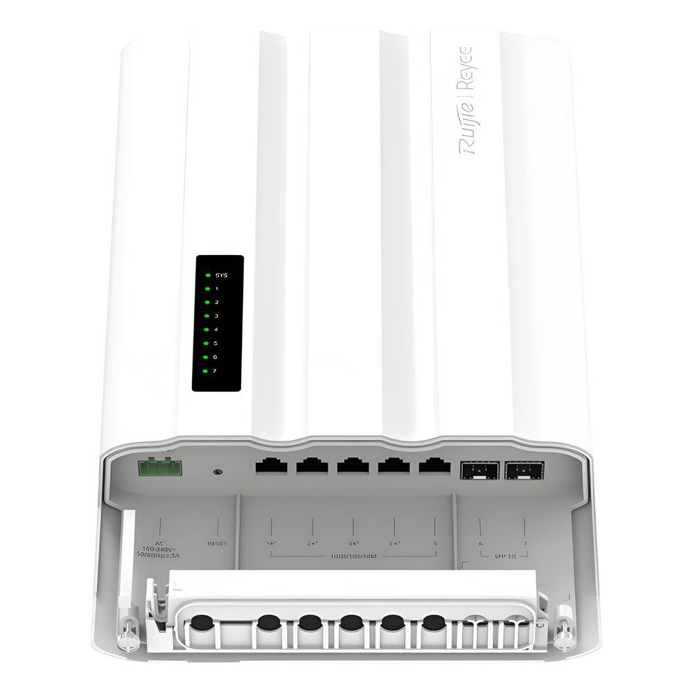 SWITCH POE PARA EXTERIORES / 7 PUERTOS GIGABIT / 5 RJ45 + 2 SFP / POE+ 60W / ERPS / IP65 / -30°C A 65°C / GESTIÓN CLOUD / CAPA 2 / FANLESS