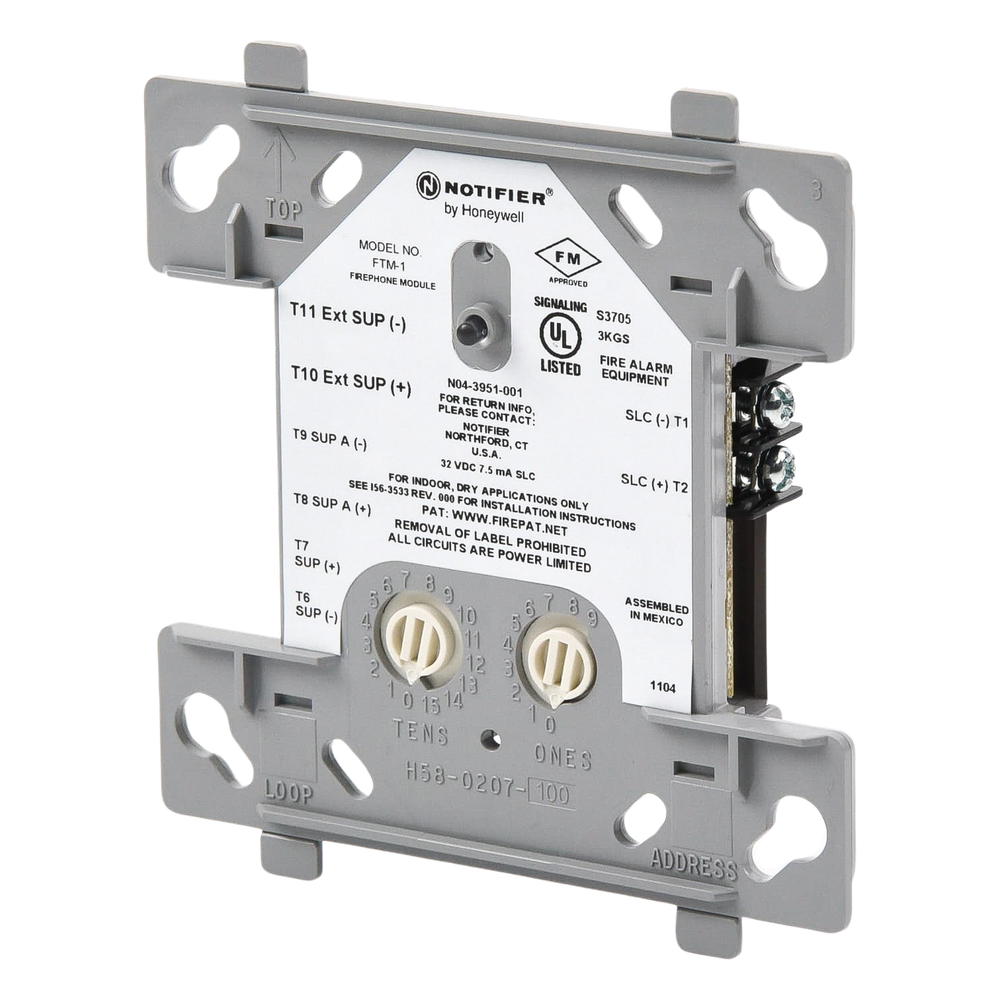 NOTIFIER FTM-1 - MÓDULO DE CONTROL DIRECCIONABLE / TELÉFONO DE BOMBEROS / 2 CIRCUITOS ESTILO Y/Z / FLASHSCAN / ALIMENTACIÓN SLC 2 HILOS