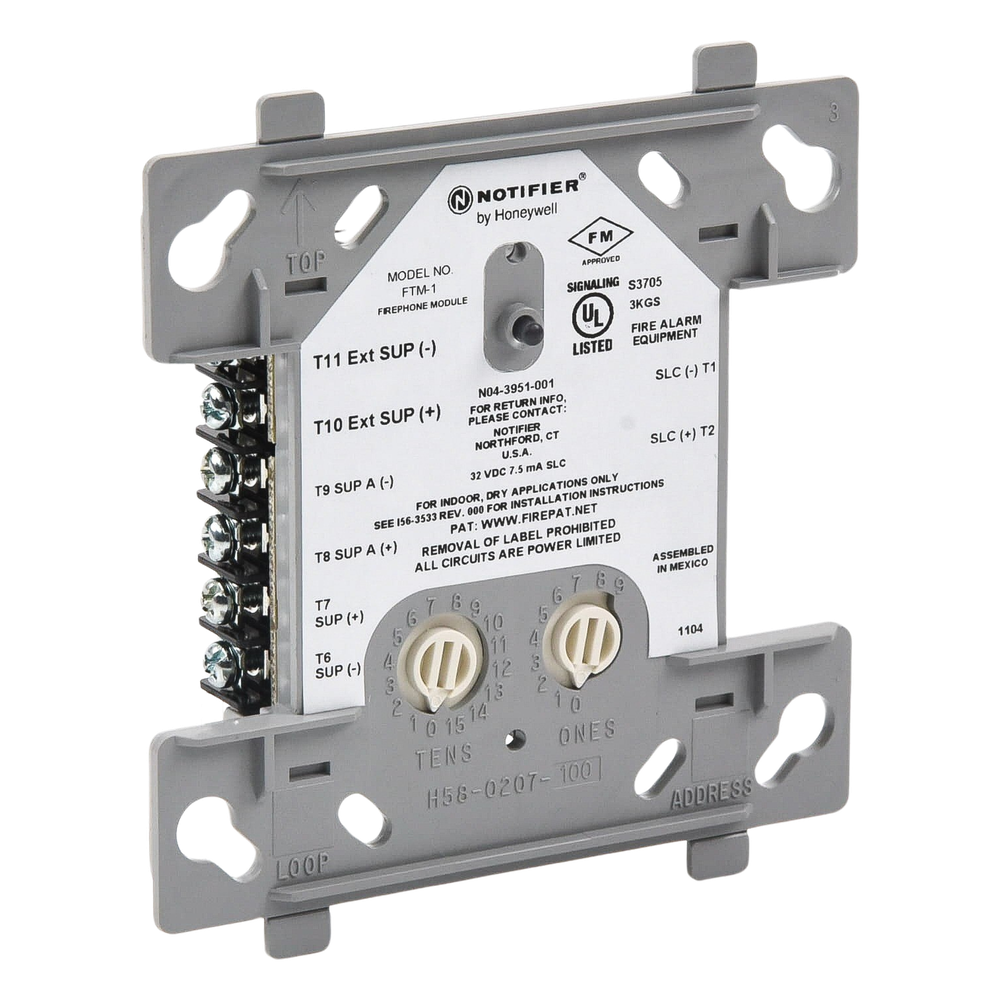 NOTIFIER FTM-1 - MÓDULO DE CONTROL DIRECCIONABLE / TELÉFONO DE BOMBEROS / 2 CIRCUITOS ESTILO Y/Z / FLASHSCAN / ALIMENTACIÓN SLC 2 HILOS