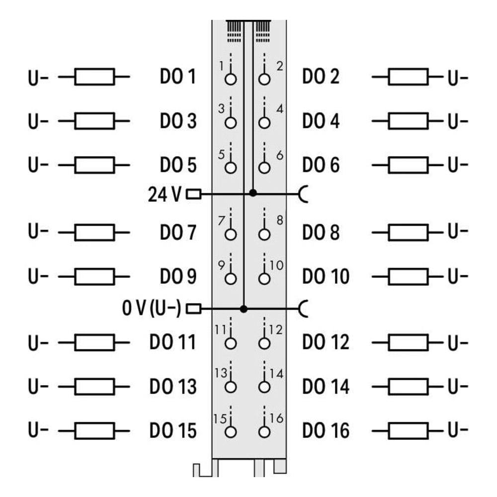 MÓDULO DE SALIDA DIGITAL / 16 CANALES / 24 V DC / 0.5 A POR CANAL / PUSH-IN CAGE CLAMP® / IP20 / AISLAMIENTO GALVÁNICO 500 KV / CARRIL DIN-35