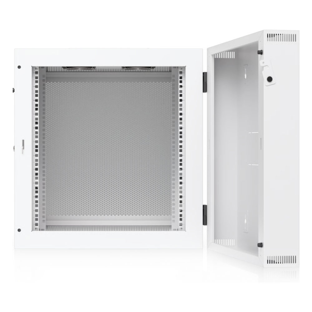 UACC RACK CABINET 12U (600 X 703 MM) - GABINETE CERRADO PARA MONTAJE EN PARED CON PUERTA FRONTAL PERFORADA, PUERTA TRASERA ABATIBLE (SWING-OUT) Y PANELES LATERALES REMOVIBLES CON LLAVE
