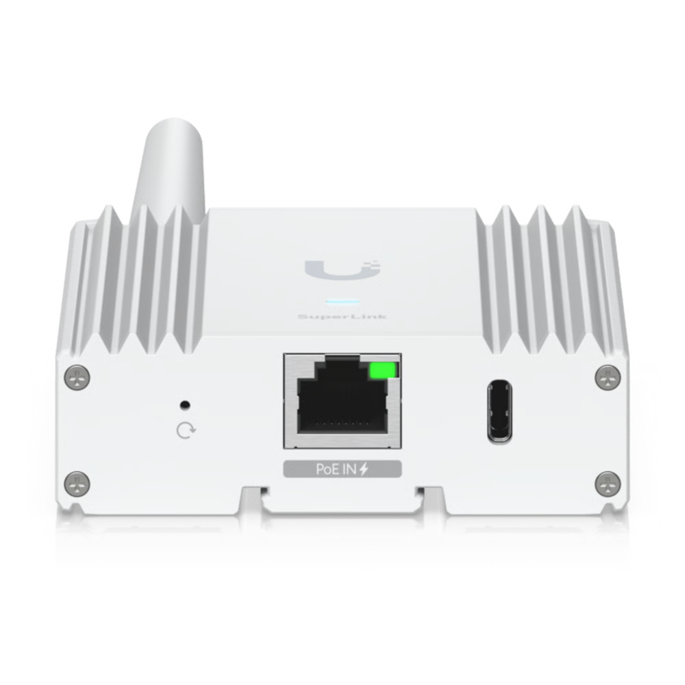 GATEWAY SUPERLINK INALÁMBRICO DE LARGO ALCANCE Y BAJA LATENCIA PARA SENSORES UNIFI PROTECT CON ALCANCE DE HASTA 2 KM, ALIMENTACIÓN POE/USB-C Y MONTAJE EN PARED O RIEL DIN