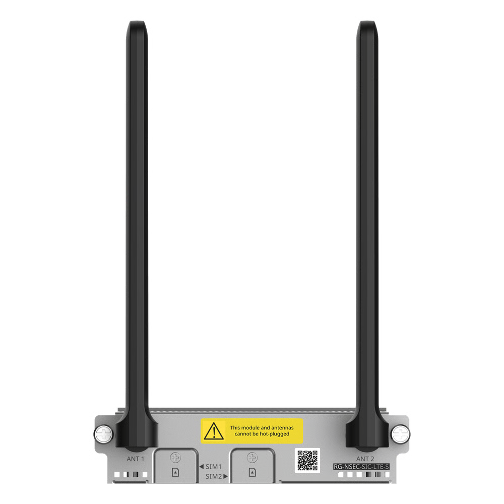 MÓDULO LTE 4G COMPATIBLE FIREWALLS RG-CF30XS  / RUIJIE RG-NSEC-SIC-LTE-S / DUAL SIM SINGLE STANDBY / INTERFACES SMA-J / CONSUMO 5W / DIMENSIONES 103.37 X 123 X 28 MM (4.07 X 4.84 X 1.10 IN)