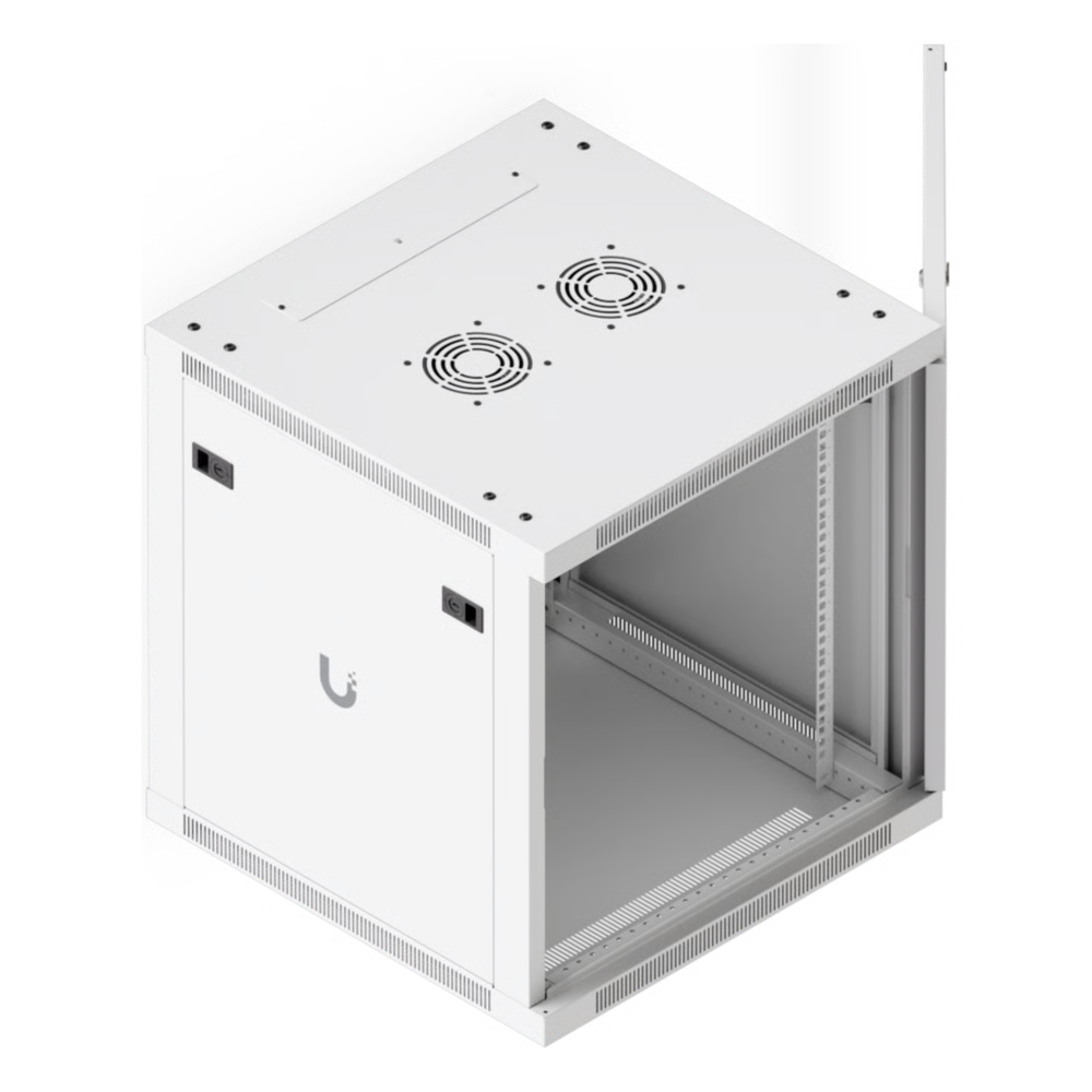 UACC RACK CABINET 12U (598 X 600 MM) - GABINETE CERRADO PARA MONTAJE EN PARED CON PUERTA FRONTAL PERFORADA, TOTALMENTE ENSAMBLADO CON VENTILADORES INTEGRADOS Y PANELES REMOVIBLES