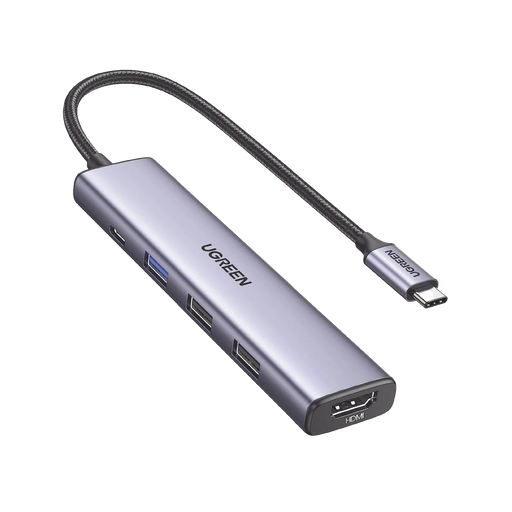 HUB USB-C (DOCKING STATION) 5 EN 1 / 1 USB-A 3.0 (5GBPS) / 2 USB-A 2.0 (5GBPS) / HDMI 2.0 4K@30HZ / USB-C PD CARGA 100W / CABLE TRENZADO DURADERO / CARCASA DE ALUMINIO.-Accesorios Generales-UGREEN-15495-Bsai Seguridad & Controles
