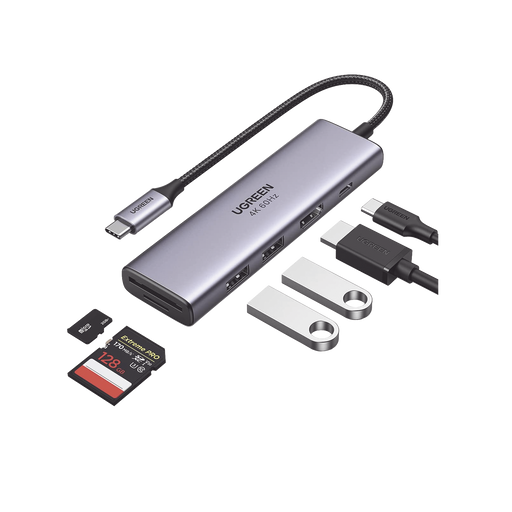 ADAPTADOR MULTIFUNCIÓN USB-C A HDMI EN 4K/60HZ + 2 PUERTOS USB3.0 + MEMORIA SD/TF + PD-Megafonia y Audioevacuacion-UGREEN-60384-Bsai Seguridad & Controles