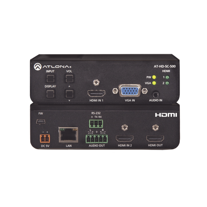 HDMI (2X) AND VGA SWITCHER W/ SCALER AND DISPLAY CONTROL-VoIP - Telefonía IP - Videoconferencia-ATLONA-AT-HD-SC-500-Bsai Seguridad & Controles