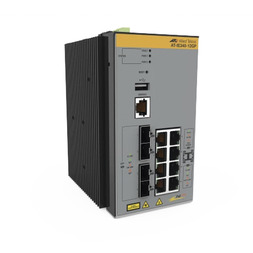 SWITCH INDUSTRIAL POE+ CAPA 3 D/8 PUERTOS 10/100/1000 POE AF/AT, 4 X SFP (TAA)-Networking-ALLIED TELESIS-AT-IE340-12GP-980-Bsai Seguridad & Controles