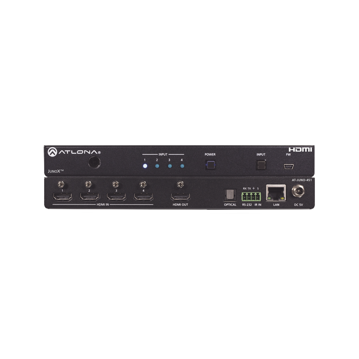JUNOX™ SWITCH HDMI 4K HDR DE CUATRO ENTRADAS-VoIP - Telefonía IP - Videoconferencia-ATLONA-AT-JUNO-451-Bsai Seguridad & Controles