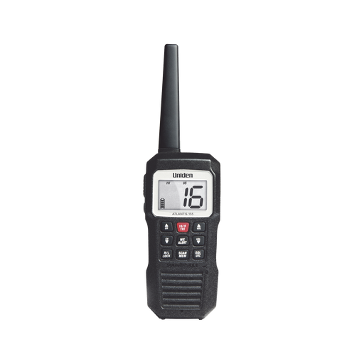 RADIO MARINO PORTÁTIL VHF, FLOTANTE Y SUMERGIBLE, RX: 156.050-163.275MHZ TX: 156.025-157.425MHZ, CUMPLE CON LOS CANALES MARINOS INTERNACIONALES, DE EUA Y CANADÁ-Radios Marinos-UNIDEN-ATLANTIS155-Bsai Seguridad & Controles