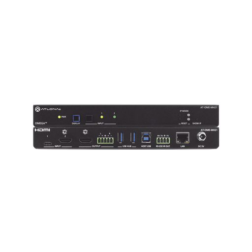 OMEGA 4K/UHD SWITCH DE DOS ENTRADAS PARA HDMI Y USB-C CON CONCENTRADOR USB-VoIP - Telefonía IP - Videoconferencia-ATLONA-AT-OME-MH21-Bsai Seguridad & Controles