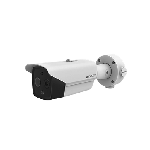 BALA IP DUAL / TÉRMICA 3.1 MM (320X 240) / ÓPTICO 4 MM (4 MEGAPIXEL) / 40 MTS IR / IP66 / POE / TERMOMÉTRICA / DETECCIÓN DE TEMPERATURA-Cámaras IP-HIKVISION-Bsai Seguridad & Controles