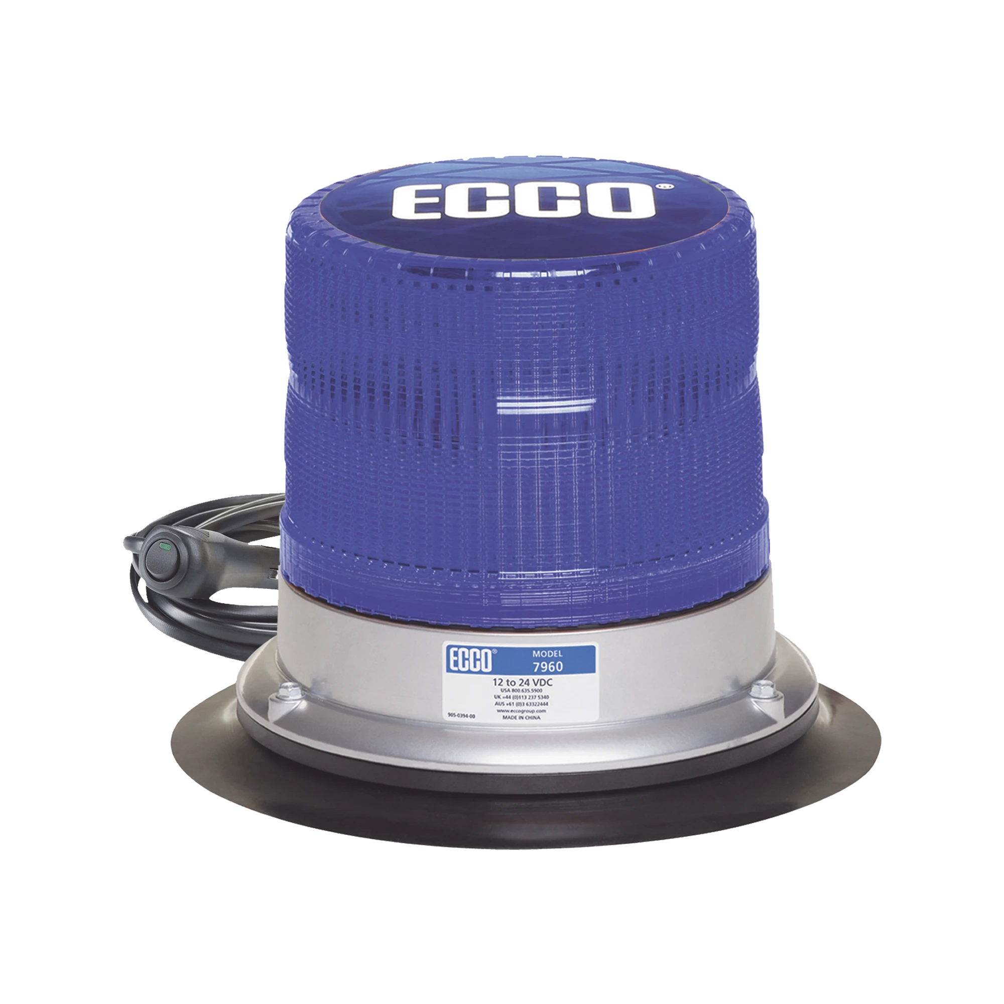 BALIZA LED PULSO, 12-24VDC, 11 PATRONES DE FLASH, MONTAJE DE IMAN DE VACI­O, AZUL-Estrobos/Giratorias-ECCO-Bsai Seguridad & Controles