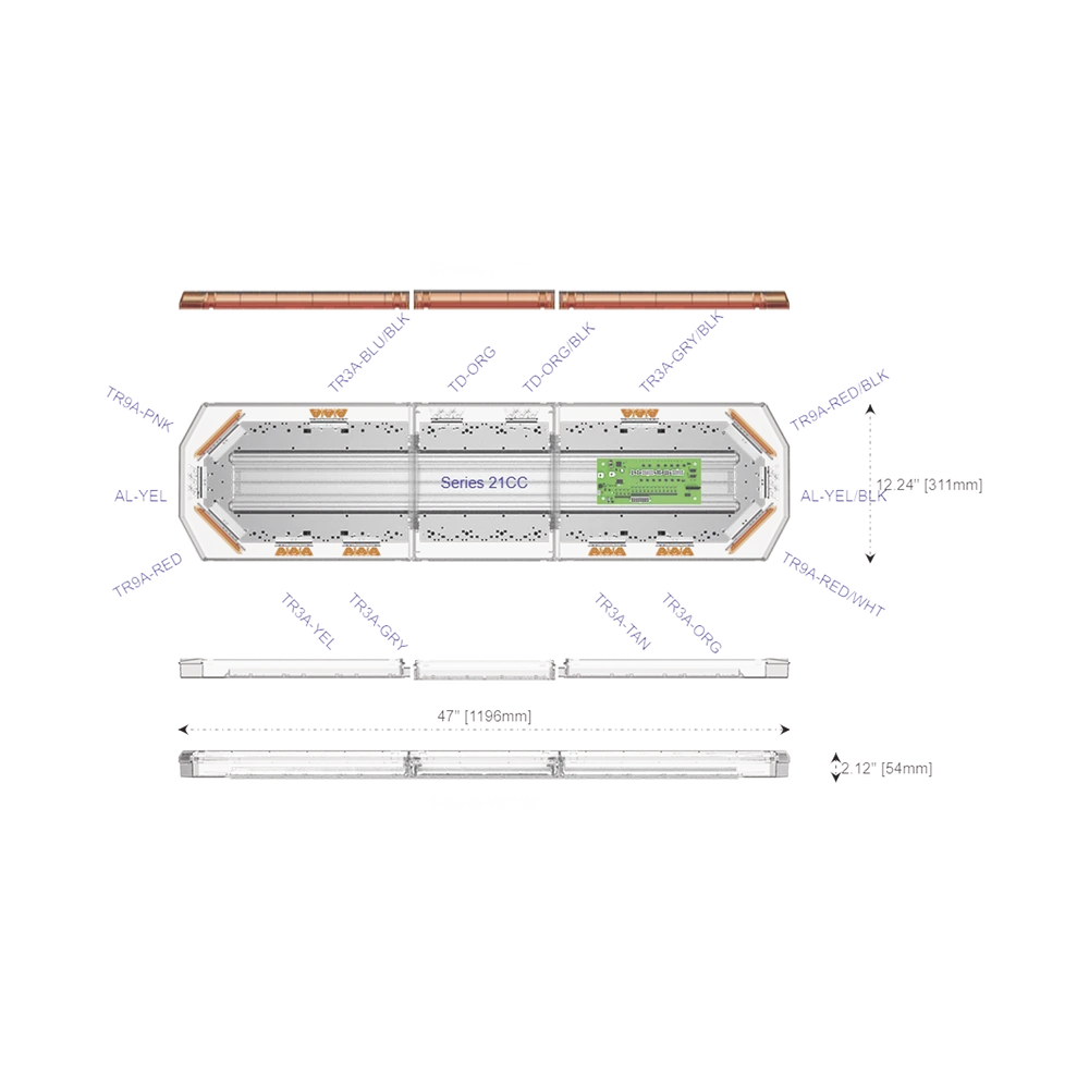 BARRA DE LUCES SERIE 21 COLOR ÁMBAR DE 44"-Torretas-ECCO-Bsai Seguridad & Controles