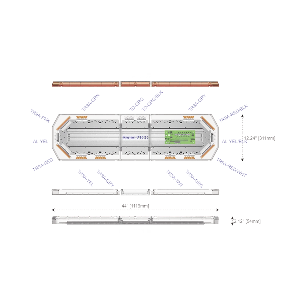 BARRA DE LUCES SERIE 21 COLOR ÁMBAR DE 44"-Torretas-ECCO-Bsai Seguridad & Controles