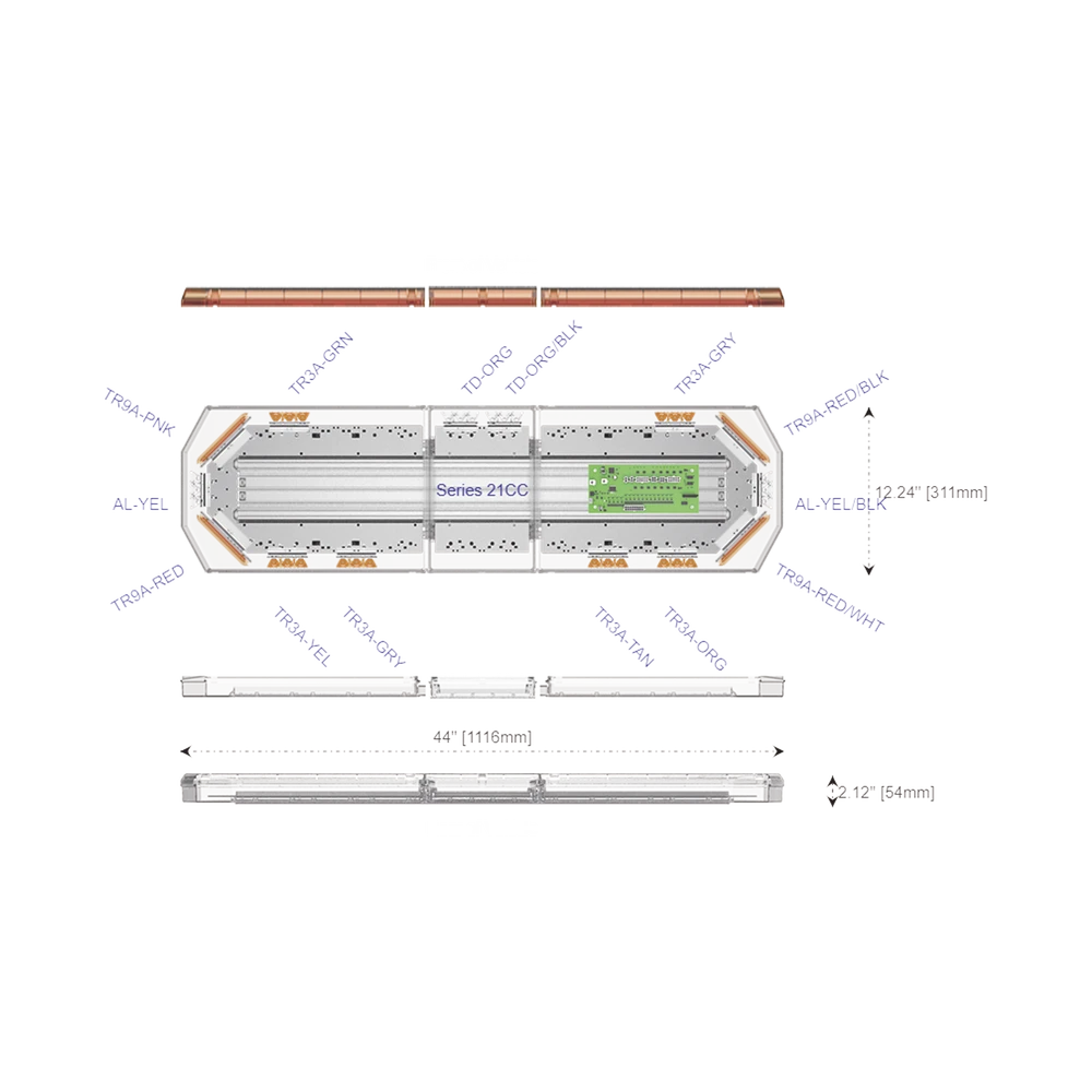 BARRA DE LUCES SERIE 21 COLOR ÁMBAR DE 52"-Torretas-ECCO-Bsai Seguridad & Controles