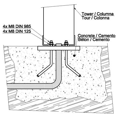 BASE DE FIJACIÓN EN CONCRETO/CEMENTO PARA SUJECIÓN EXTRA EN TERRENOS NO UNIFORMES, CON DIFICULTADES O POCO COMPACTOS. VÁLIDA PARA MODELOS PT-Detectores / Sensores-BUNKER SEGURIDAD-Bsai Seguridad & Controles