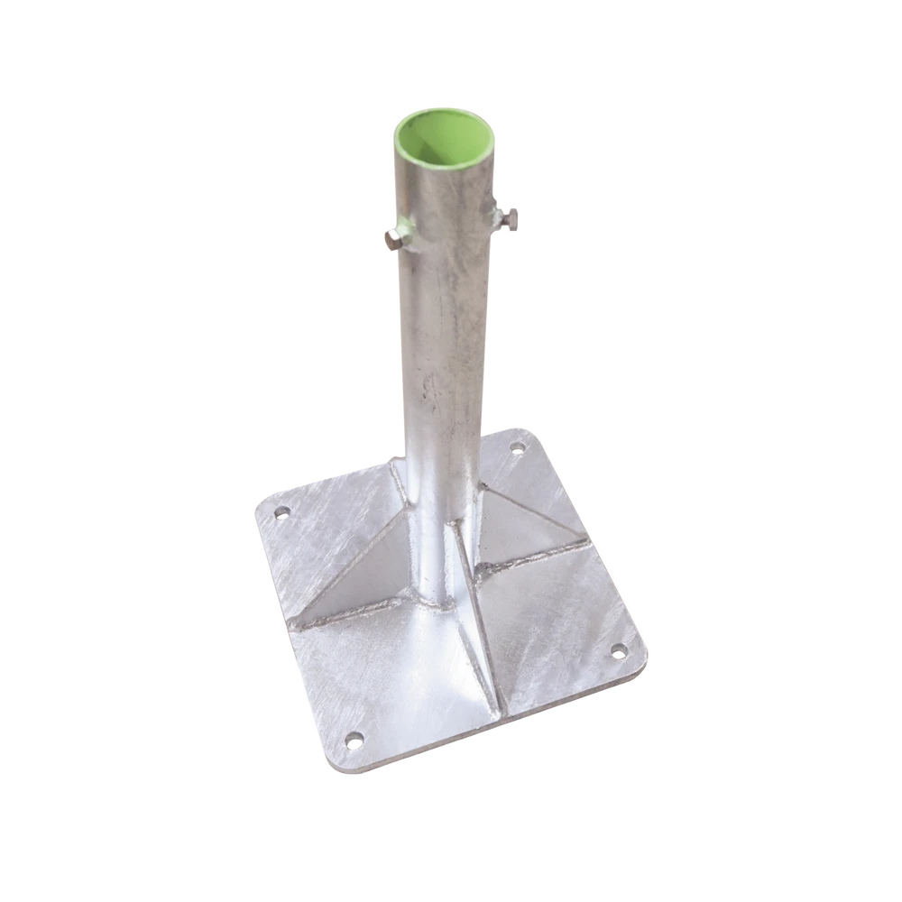 BASE PARA MÁSTIL HASTA 2" CON OPRESORES, BASE DE 30 X 30 CM Y TUBO DE 50 CM CED. 30. GALV. INMERSIÓN-Accesorios para Torres Arriostradas-SYSCOM TOWERS-Bsai Seguridad & Controles