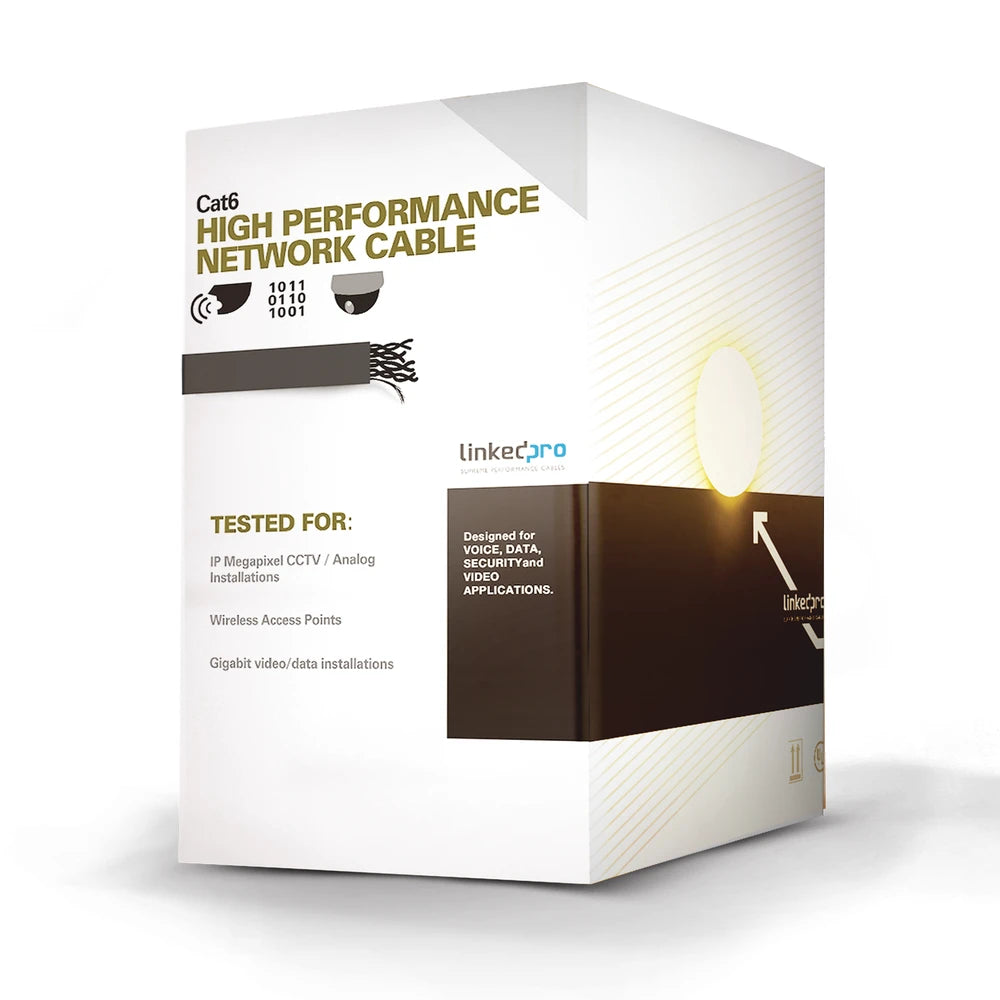 BOBINA DE CABLE DE 305 M (1000 FT) CAT6 ALEACCIÓN DE COBRE Y ALUMINIO (CCA), COLOR NEGRO VERSIÓN ECONÓMICA. USO EN INTERIOR-Cableado-LINKEDPRO BY EPCOM-Bsai Seguridad & Controles