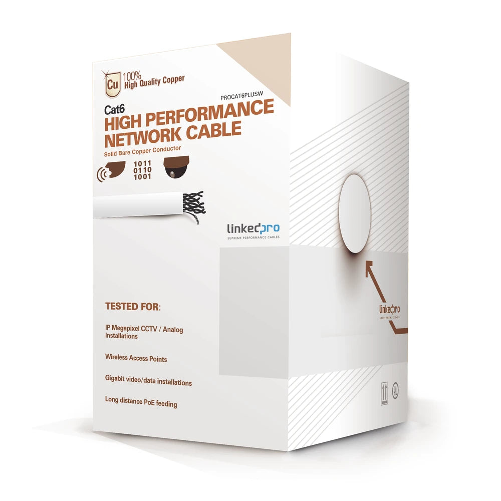 BOBINA DE CABLE DE 305 METROS DE CABLE CAT6 DE ALTO DESEMPEÑO, SUPER FLEXIBLE, UL, COBRE, PARA APLICACIONES DE CCTV Y REDES DE DATOS-Cableado-LINKEDPRO BY EPCOM-Bsai Seguridad & Controles