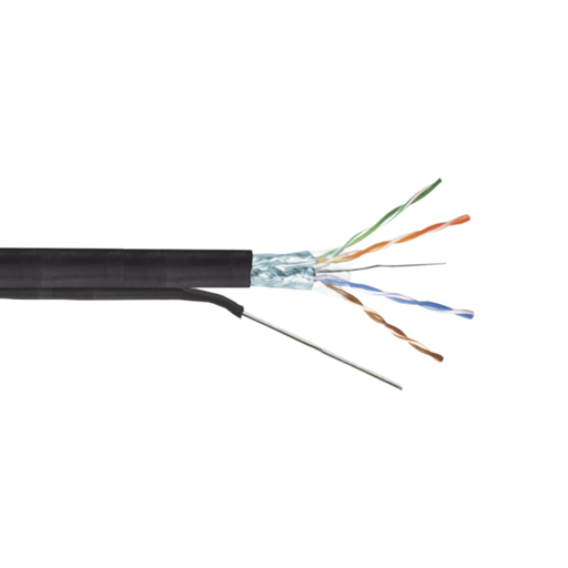 BOBINA DE CABLE FTP CON MENSAJERO DE ACERO DE 305 M CAT6+ CALIBRE 23, COLOR NEGRO, PARA APLICACIONES EN CCTV Y REDES DE DATOS / USO EN INTEMPERIE Y APLICACIONES AÉREAS-Cableado-LINKEDPRO-Bsai Seguridad & Controles