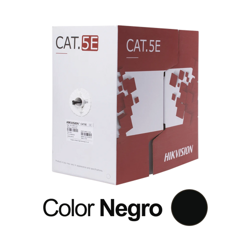BOBINA DE CABLE UTP 305 M., CAT5E (24 AWG), COLOR NEGRO, PE, USO EN EXTERIOR, 100% COBRE, PARA APLICACIONES DE CCTV, REDES DE DATOS Y ENLACES INALÁMBRICOS-Cableado-HIKVISION-Bsai Seguridad & Controles