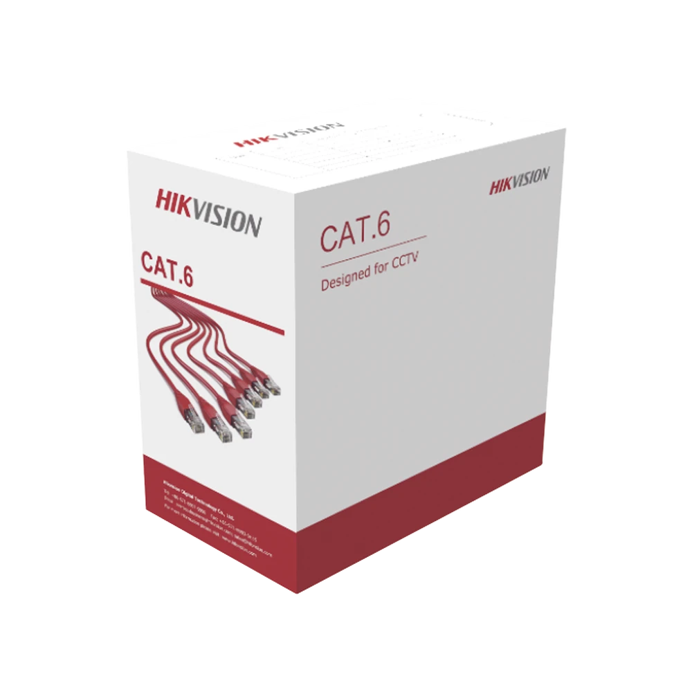 BOBINA DE CABLE UTP / 305 METROS / CAT 6 / 23 AWG / PVC / COLOR GRIS / USO EN EXTERIOR-Cableado-HIKVISION-Bsai Seguridad & Controles