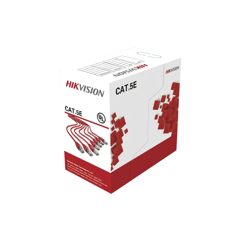 BOBINA DE CABLES UTP 305 MTS / CAT5E / 24 AWG / CM / PVC / 100% COBRE / USO EN INTERIOR-Cableado-HIKVISION-Bsai Seguridad & Controles